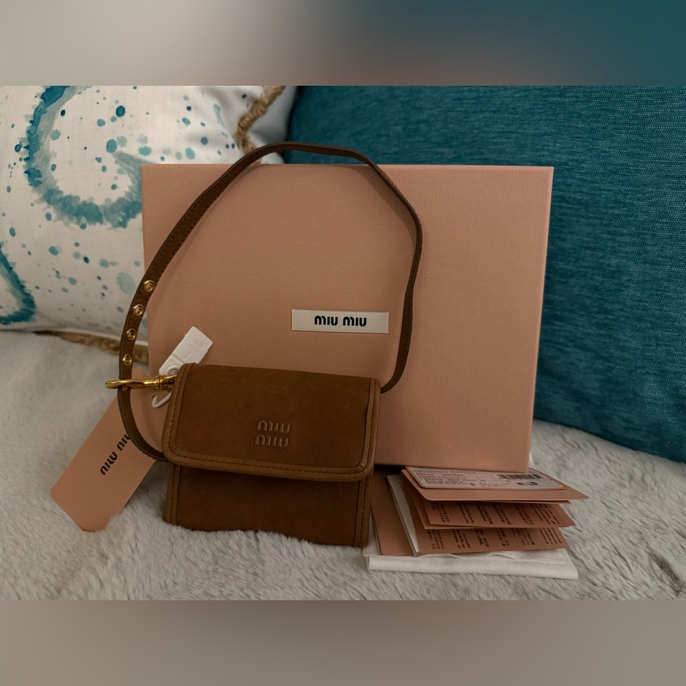 Miu Miu Nappa leather wallet with shoulder strap